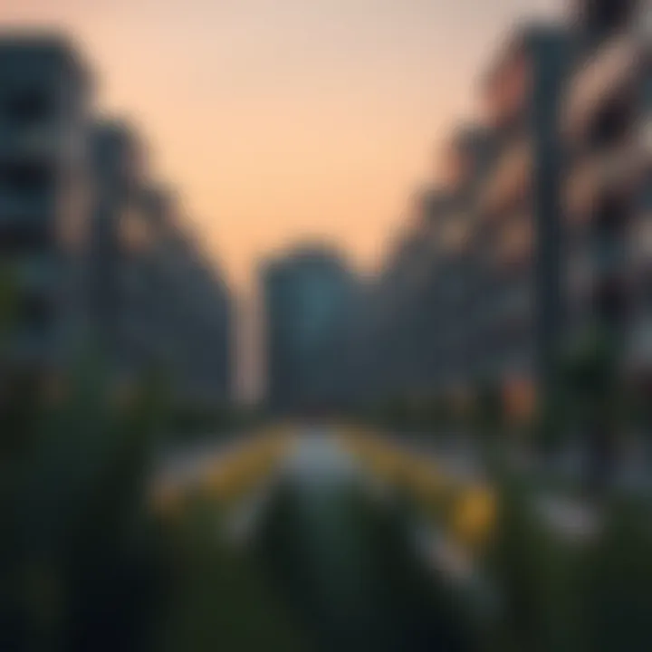 Modern residential buildings in Al Furjan community