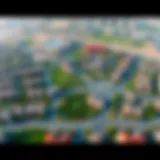 Aerial view of Al Gadeer community showcasing residential layouts and green spaces