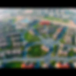 Aerial view of Al Gadeer community showcasing residential layouts and green spaces