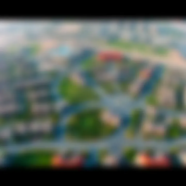 Aerial view of Al Gadeer community showcasing residential layouts and green spaces