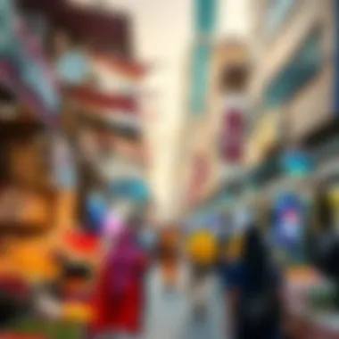 A bustling market scene reflecting real estate trends