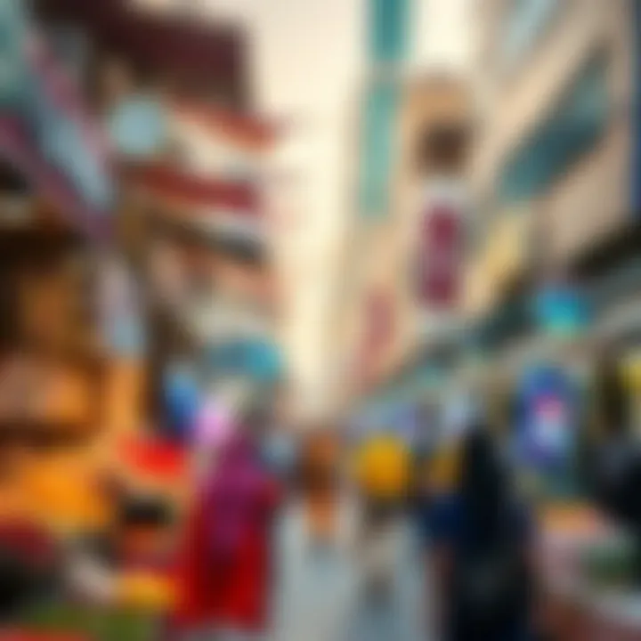 A bustling market scene reflecting real estate trends