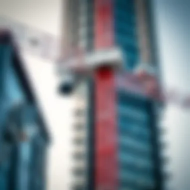 Close-up of Al Reem Tower's modern materials and construction techniques