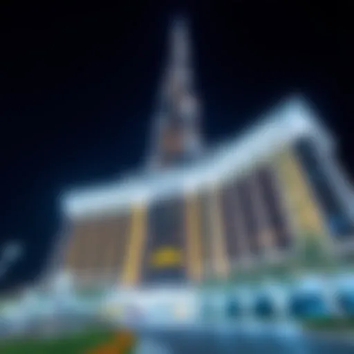 Stunning view of Al Reem Tower illuminated at night