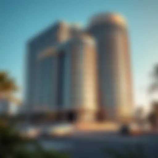 A stunning view of the Al Serkal Building showcasing its unique architectural design.