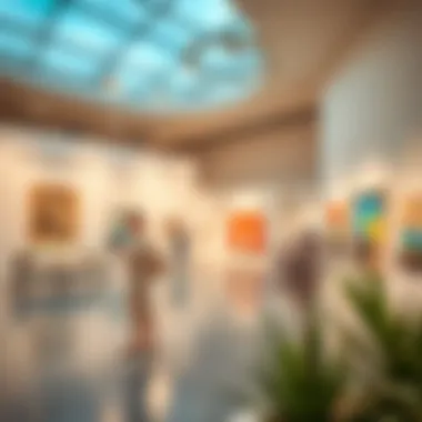 An art exhibition taking place at the Al Serkal Building, featuring contemporary works.
