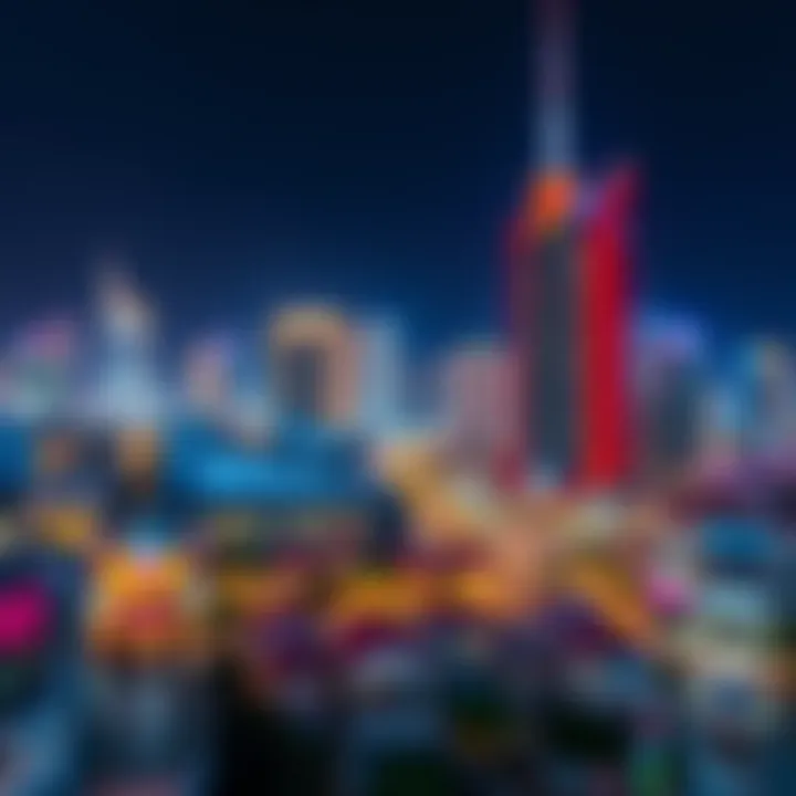 Panoramic view of the vibrant community surrounding Amna Tower