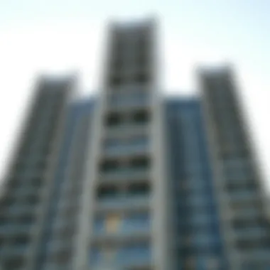 Close-up shot showcasing the intricate facade details of Amna Tower
