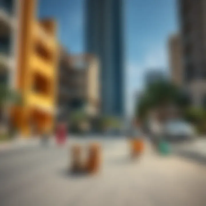 A vibrant community scene around the Apricot Tower demonstrating its impact on local living