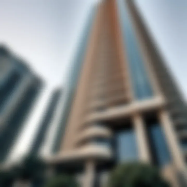 Facade of Aykon City Tower Architectural details showcasing the unique facade of Aykon City Tower.