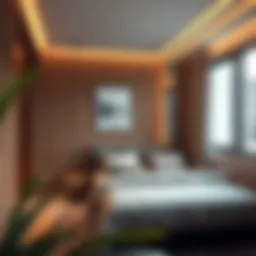 Cozy bed space interior showcasing modern furnishings