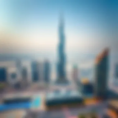 Stunning Panoramic View of Blue Tower Panoramic view of Blue Tower against the Dubai skyline