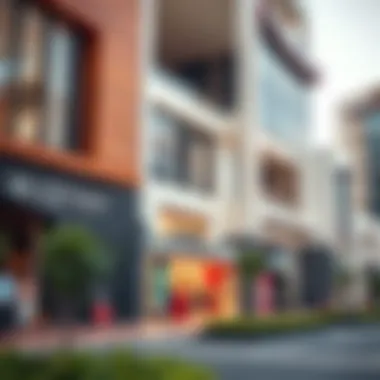 Modern architectural design of Burjuman Spinneys buildings highlighting the real estate aspect