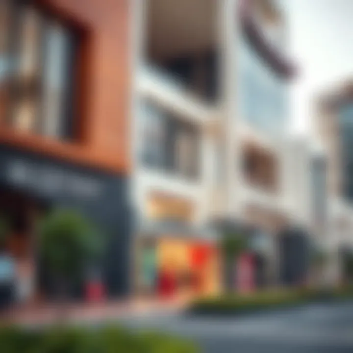 Modern architectural design of Burjuman Spinneys buildings highlighting the real estate aspect