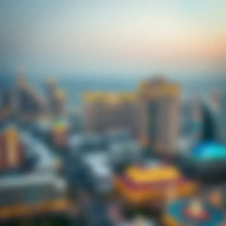 Overview of the Dubai skyline featuring Caesars Palace