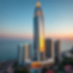 Aerial view of Clover Bay Tower showcasing its architectural design