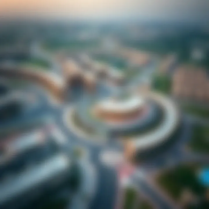 Aerial View of Jumeirah Village Circle Aerial view of Jumeirah Village Circle highlighting the location of Damac Ghalia