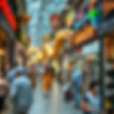 Shopping Experience at Dubai Dragon Mart A bustling scene capturing the diverse shopping experience at Dragon Mart