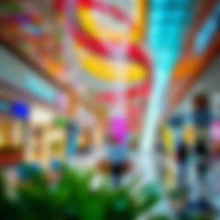 Vibrant shopping mall interior in Dubai Festival City