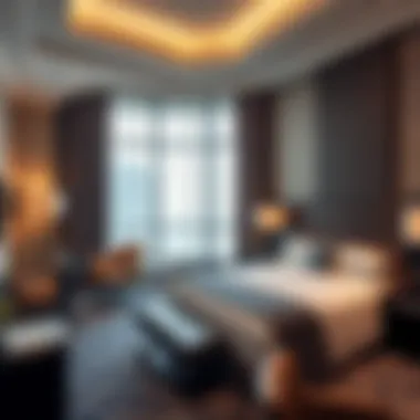 Exquisite Interiors of Guest Accommodations Luxurious guest room within Dubai Parks Hotel highlighting comfort and style