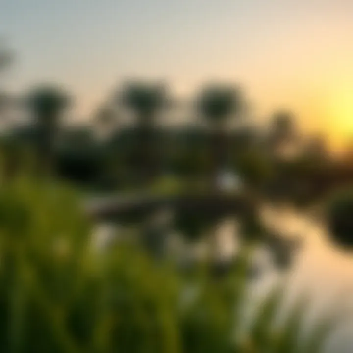 Al Barsha Pond Park: A Tranquil Escape The serene landscape of Al Barsha Pond Park with walking trails and lush greenery