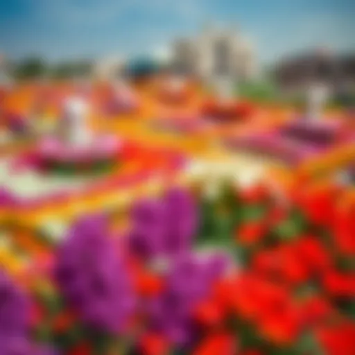 A panoramic view of Dubai Miracle Garden showcasing the vibrant floral displays