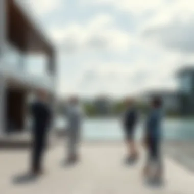 Investors reviewing property developments on Falcon Island