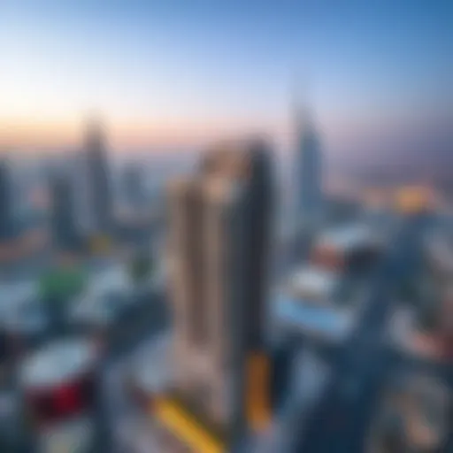Aerial view of the Forte Emaar development showcasing its modern architecture amidst the Dubai skyline.