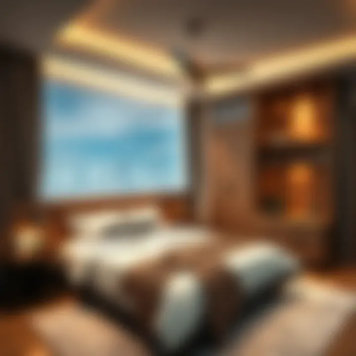 Modern bedroom design in hotel apartments near Dubai Mall