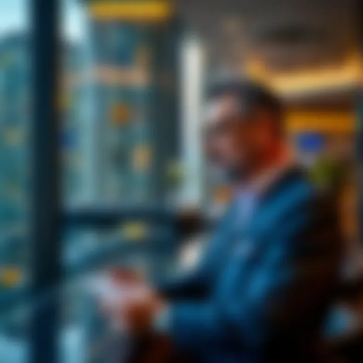 Investor examining real estate market trends related to hotel apartments