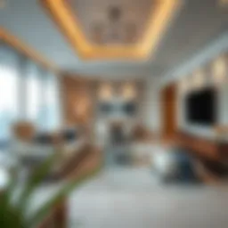 Luxurious hotel apartment living room near Dubai Mall