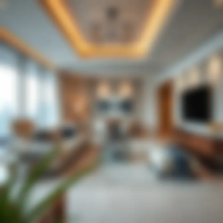 Luxurious hotel apartment living room near Dubai Mall