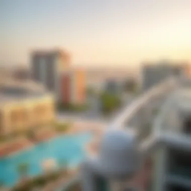 Scenic view of a popular area in Dubai with hotel apartments