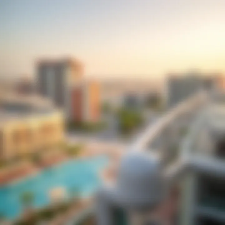 Scenic view of a popular area in Dubai with hotel apartments