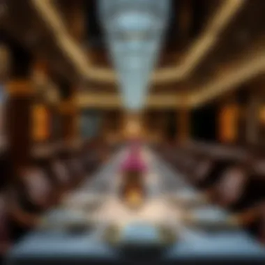 An elegant dining setup for iftar in a luxurious restaurant.