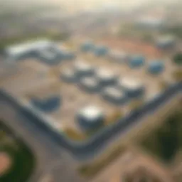 Aerial view of Industrial Area 12 Tasjeel showcasing its expansive layout and facilities.