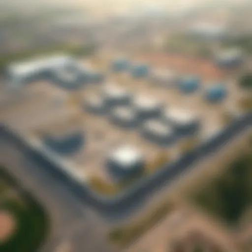 Aerial view of Industrial Area 12 Tasjeel showcasing its expansive layout and facilities.