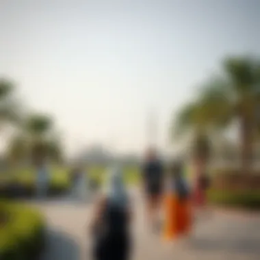 Visitors enjoying the serene environment and beautiful landscapes at Khalifa Park
