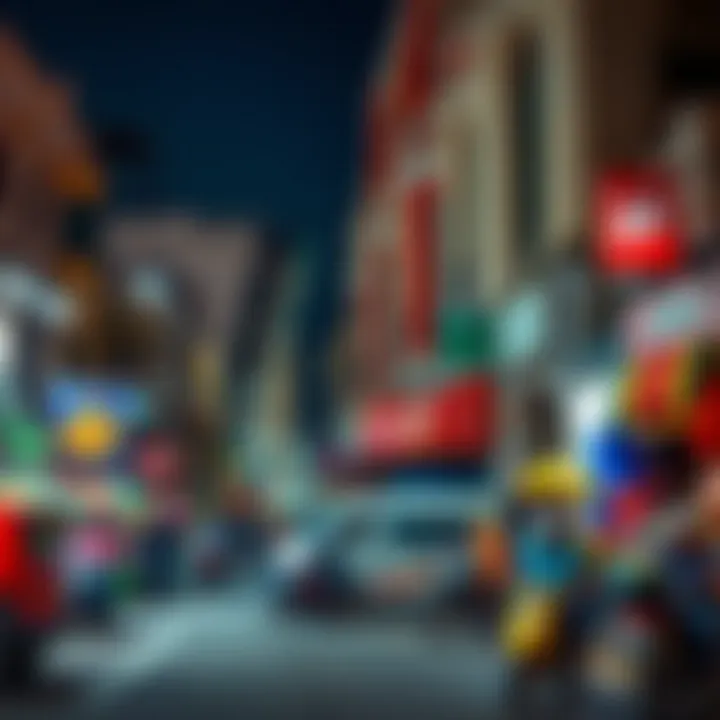 A vibrant street view of Malabar showcasing colorful markets and architectural styles