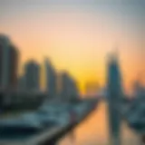 Luxurious marina view at sunset