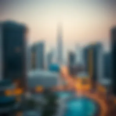 A skyline view of Dubai featuring both traditional and innovative metahomes.