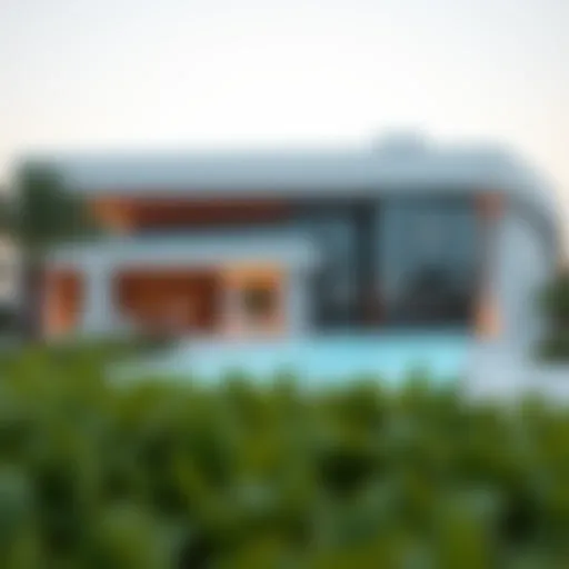 A digital rendering of a futuristic metahome blending virtual elements with a physical structure in Dubai.