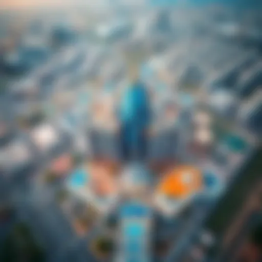 Stunning aerial view of Moza Plaza showcasing its unique architectural design