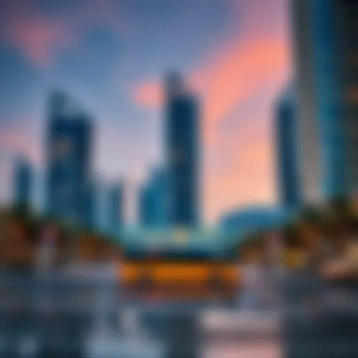 A reflective view of Moza Plaza at dusk, highlighting its investment potential