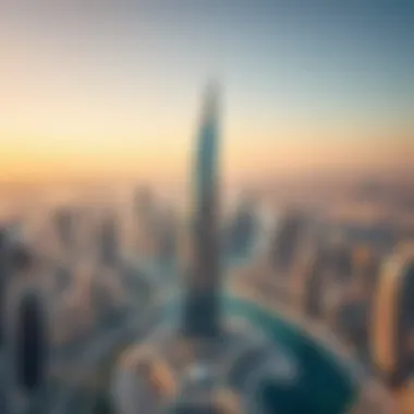 Aerial view of Palm Tower surrounded by the vibrant Dubai skyline
