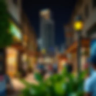 A bustling street scene in DIP showcasing local amenities