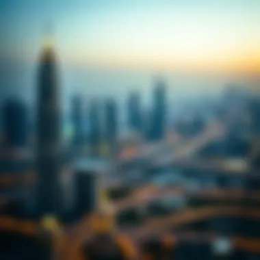 Panoramic view of Dubai skyline from the Sheraton
