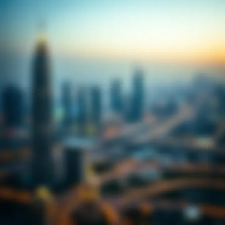 Panoramic view of Dubai skyline from the Sheraton