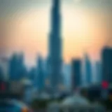The Burj Khalifa towering over the Dubai skyline