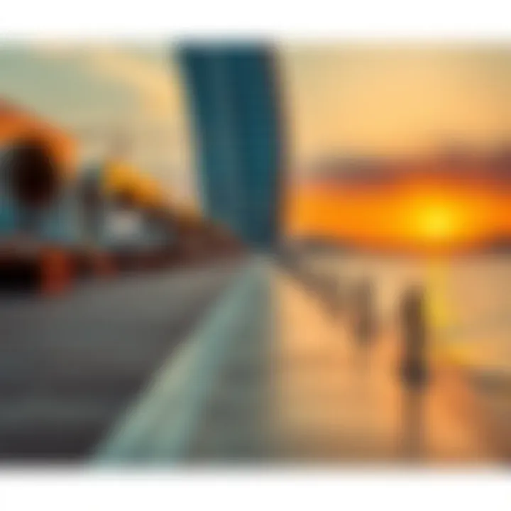 Stunning view of Dubai's Boardwalk at sunset